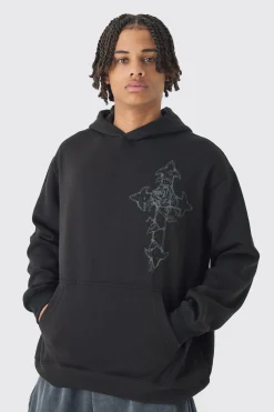 boohooMAN Oversized Cross Print Hoodie | UK| Hoodies & Sweatshirts