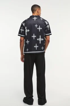 Oversized Cross Print Shirt | UK^boohooMAN Sale