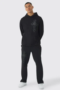 boohooMAN Oversized Cross Print Tracksuit | UK| Tracksuits