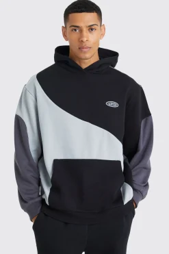 boohooMAN Oversized Curved Colour Block Hoodie | UK| Hoodies & Sweatshirts