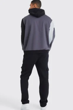 boohooMAN Oversized Curved Colour Block Hoodie | UK| Hoodies & Sweatshirts