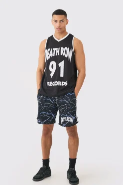 boohooMAN Oversized Death Row License Mesh Vest And Short Set | UK| Tracksuits