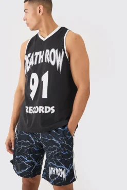 boohooMAN Oversized Death Row License Mesh Vest And Short Set | UK| Tracksuits