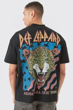 Oversized Def Leopard Large Scale License T-shirt | UK^boohooMAN Outlet