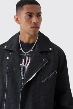 boohooMAN Oversized Denim Biker Jacket | UK| Coats & Jackets