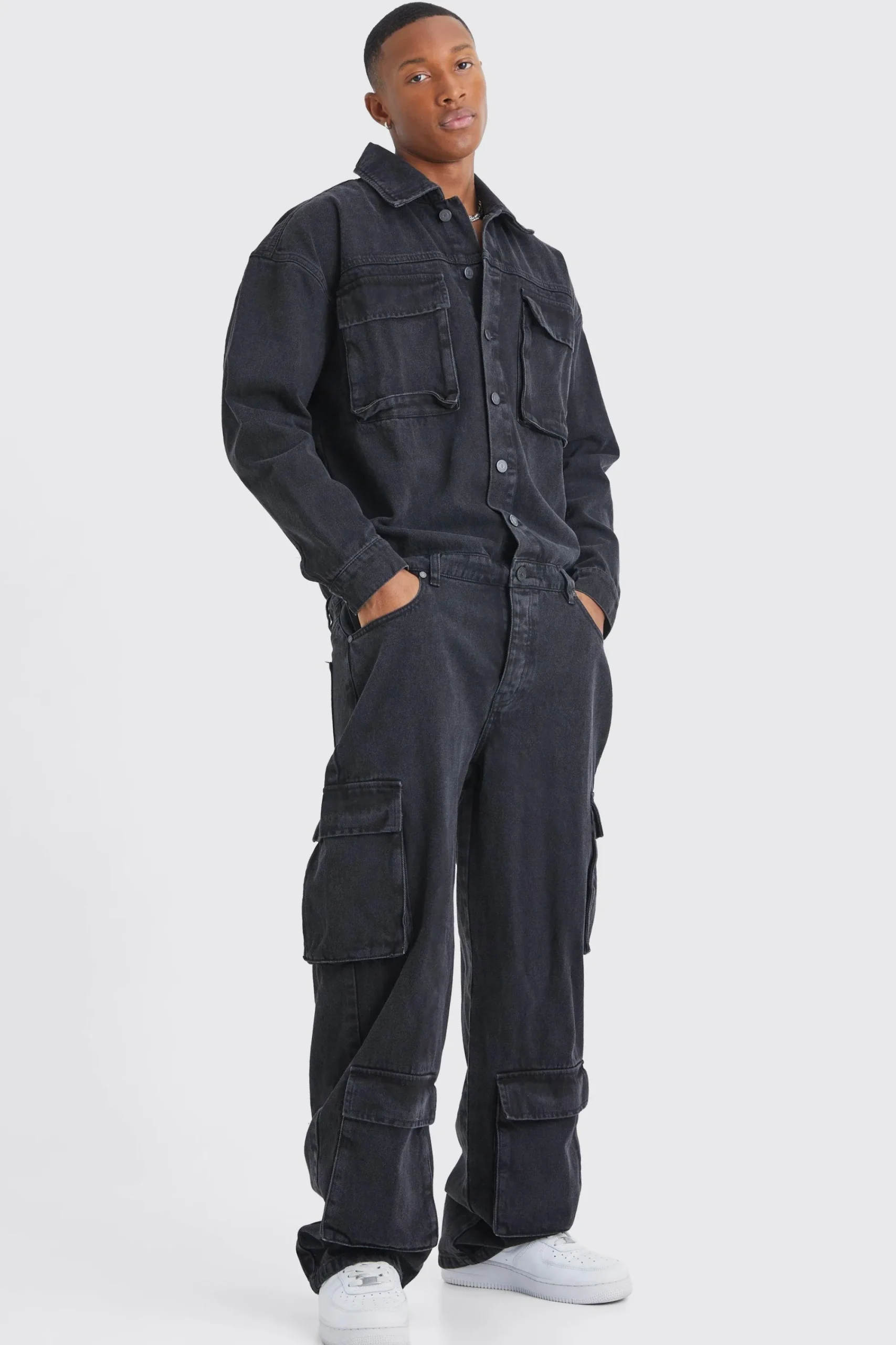 boohooMAN Oversized Denim Boilersuit | UK| Jeans