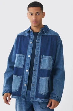 boohooMAN Oversized Denim Carpenter Dyed Overshirt | UK| Shirts|Jeans