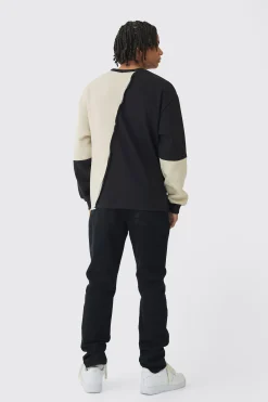 boohooMAN Oversized Diagonal Colourblock Sweatshirt | UK| Hoodies & Sweatshirts