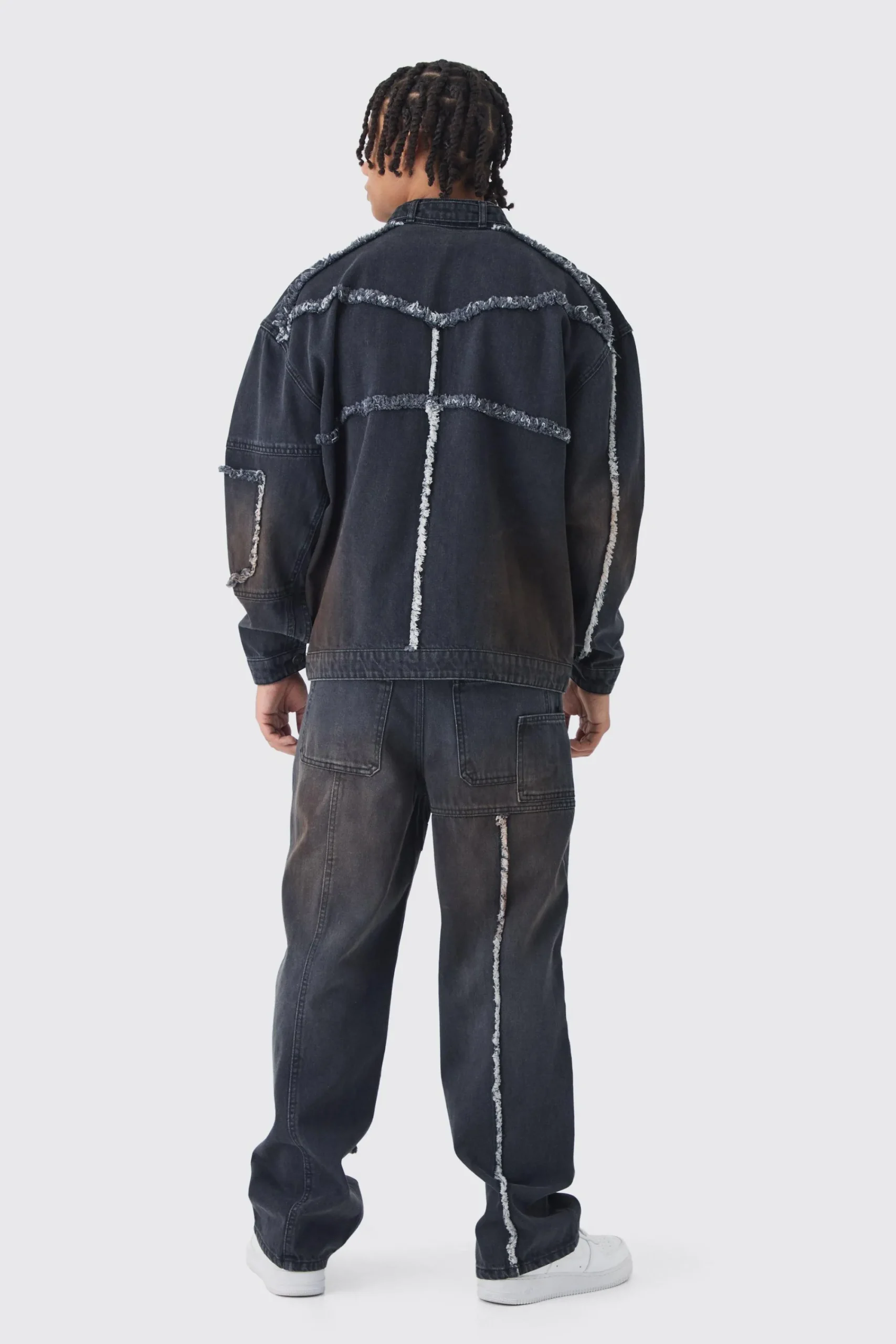 boohooMAN Oversized Dirty Wash Carpenter Denim Biker Jacket | UK| Sets & Co-Ords|Coats & Jackets