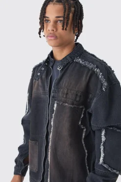 boohooMAN Oversized Dirty Wash Carpenter Denim Biker Jacket | UK| Sets & Co-Ords|Coats & Jackets