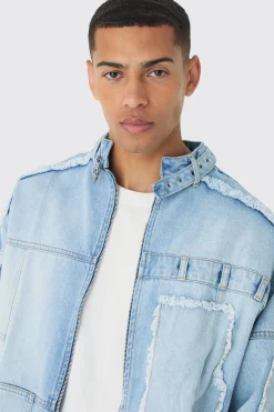 boohooMAN Oversized Dirty Wash Carpenter Denim Biker Jacket | UK| Sets & Co-Ords|Coats & Jackets