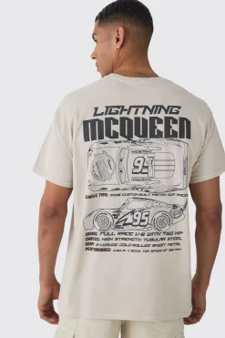 Oversized Disney Cars Wash License Print T-shirt | UK^boohooMAN Outlet