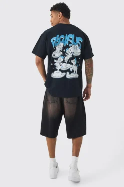 Oversized Disney Hercules License Print T-shirt | UK^boohooMAN