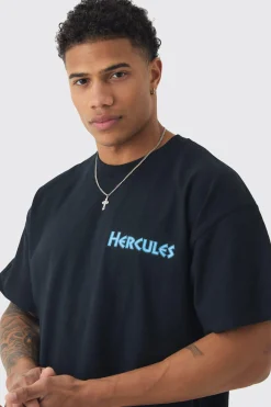 Oversized Disney Hercules License Print T-shirt | UK^boohooMAN