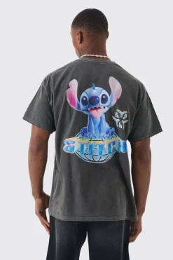 Oversized Disney Lilo And Stitch Wash License Back Print T-shirt | UK^boohooMAN Sale