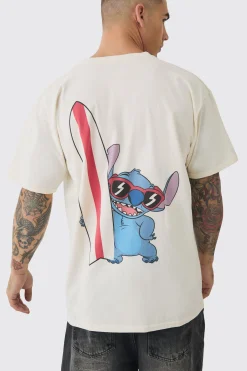 Oversized Disney Lilo And Stitch Wash License Print T-shirt | UK^boohooMAN Online