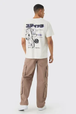 Oversized Disney Lilo And Stitch License Wash Print T-Shirt | UK^boohooMAN New