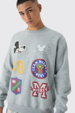 boohooMAN Oversized Disney Mickey Mouse Varsity License Print Sweatshirt | UK| Hoodies & Sweatshirts
