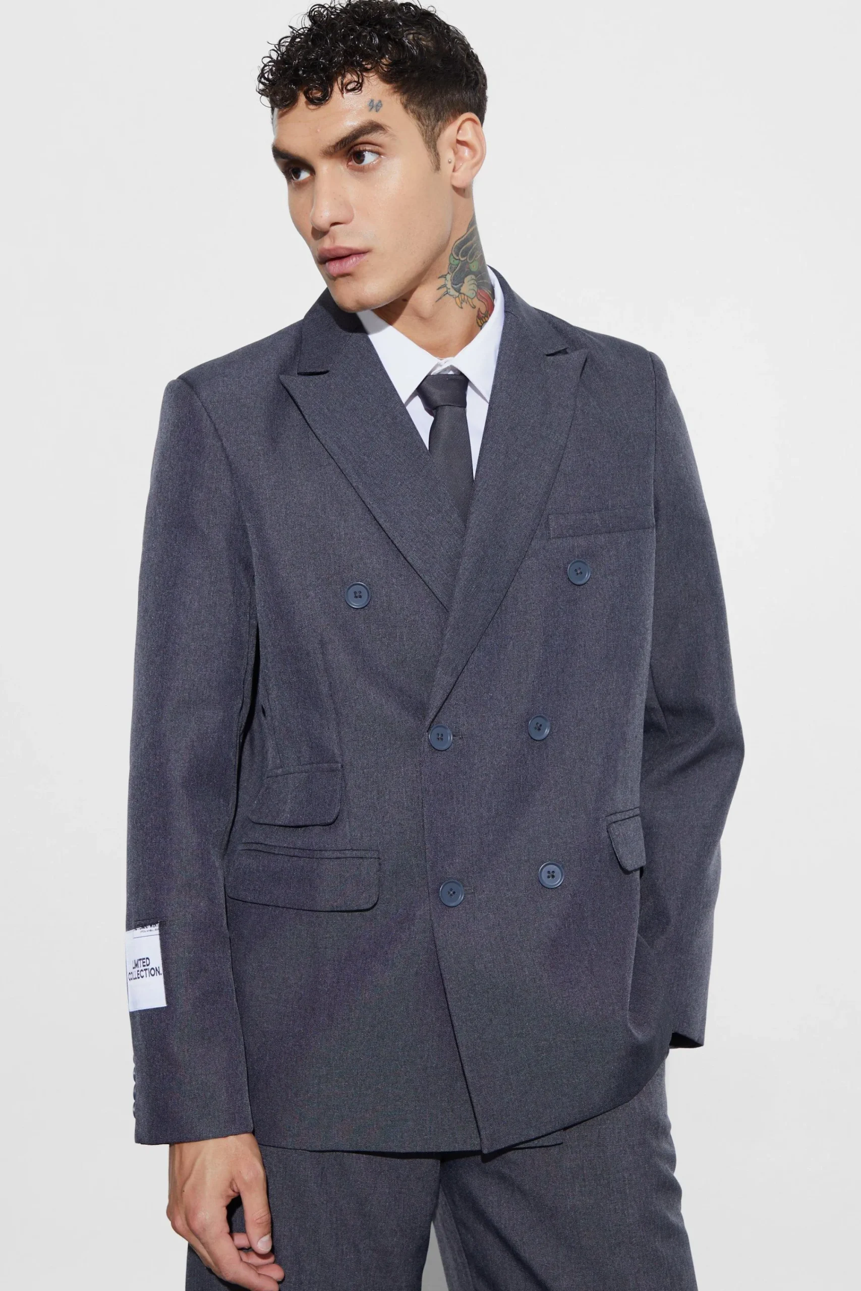 boohooMAN Oversized Double Breasted Textured Blazer | UK| Suits & Tailoring