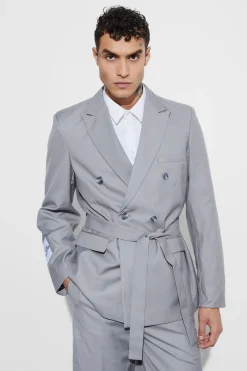 boohooMAN Oversized Double Breasted Wrap Belted Blazer | UK| Suits & Tailoring