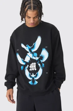 boohooMAN Oversized Dove Graphic Sweatshirt | UK| Hoodies & Sweatshirts