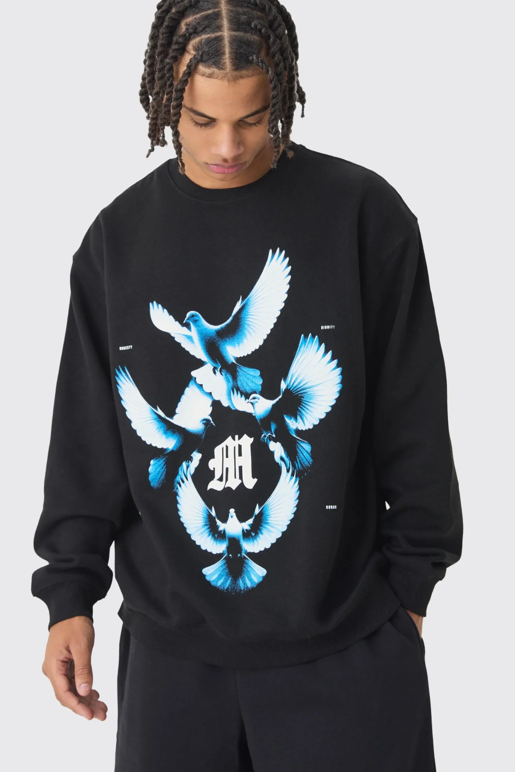 boohooMAN Oversized Dove Graphic Sweatshirt | UK| Hoodies & Sweatshirts