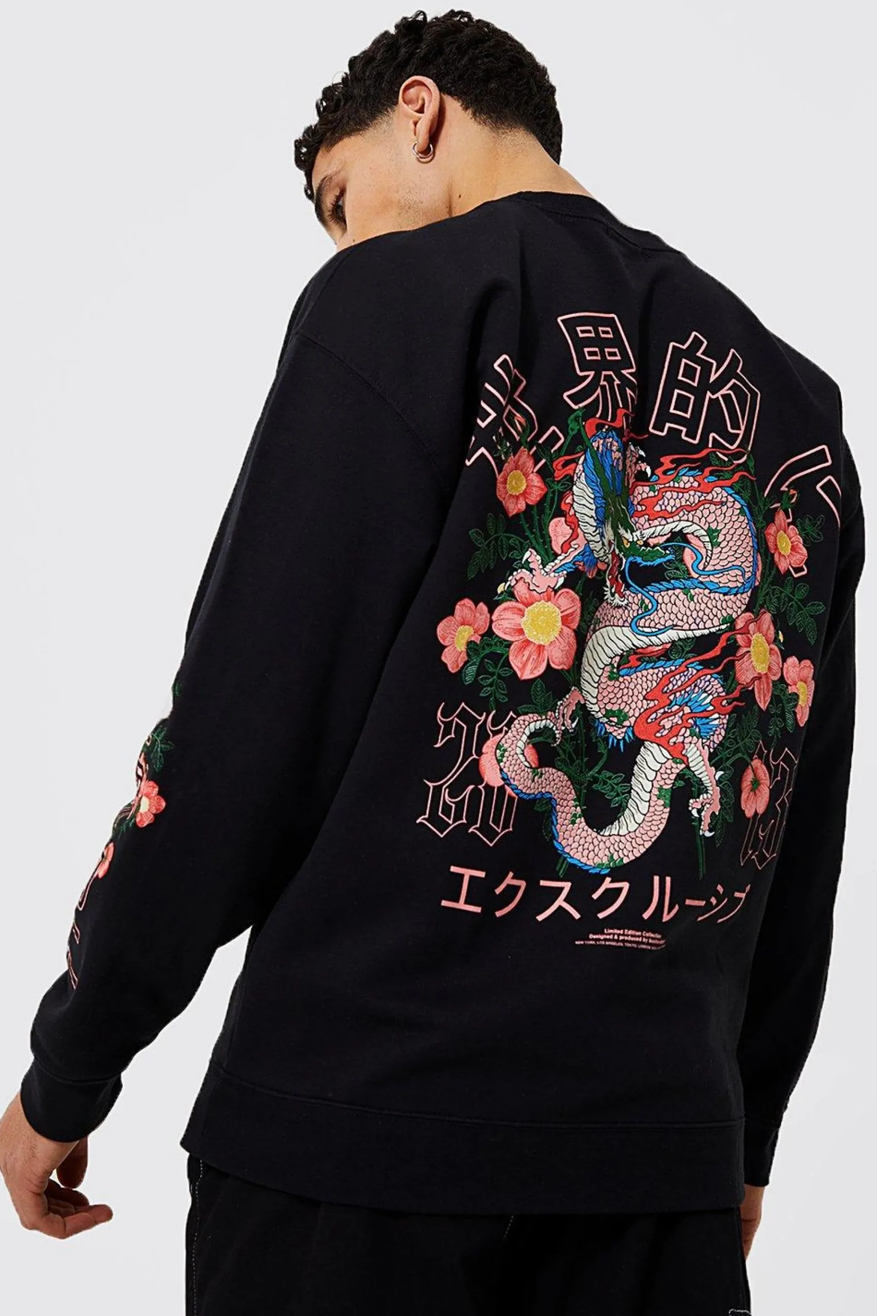 boohooMAN Oversized Dragon Floral Graphic Sweatshirt | UK| Hoodies & Sweatshirts