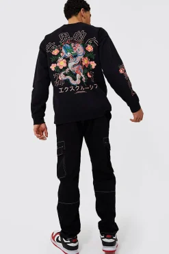 boohooMAN Oversized Dragon Floral Graphic Sweatshirt | UK| Hoodies & Sweatshirts