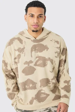 boohooMAN Oversized Drop Shoulder Face Jacquard Knit Hoodie | UK| Knitwear