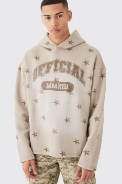 boohooMAN Oversized Drop Shoulder Washed Star Official Hoodie | UK| Hoodies & Sweatshirts