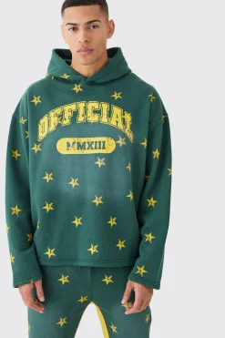 boohooMAN Oversized Drop Shoulder Washed Star Offcl Hooded Tracksuit | UK| Tracksuits