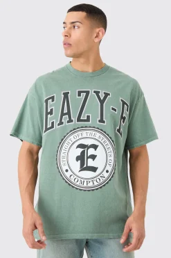 Oversized Eazy E Wash License T-shirt | UK^boohooMAN Online