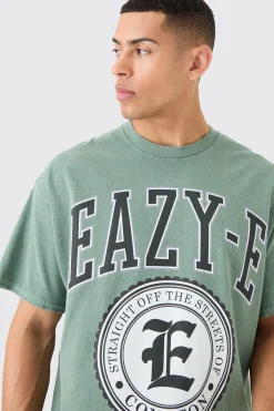 Oversized Eazy E Wash License T-shirt | UK^boohooMAN Online