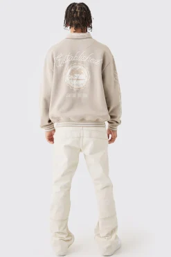 boohooMAN Oversized Embroidered Harrington Jersey Bomber Jacket | UK| Coats & Jackets