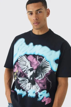 Oversized Eternal Dove Graphic Heavyweight T-shirt | UK^boohooMAN Best