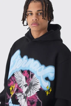 boohooMAN Oversized Eternal Dove Large Scale Graphic Hoodie | UK| Hoodies & Sweatshirts