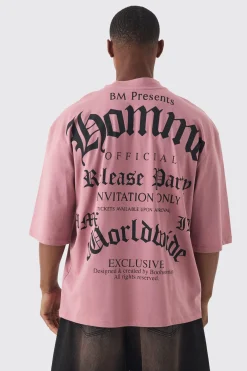 Oversized Extended Distressed Neck Homme Gothic Back Print T-shirt | UK^boohooMAN New