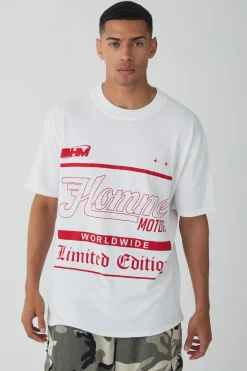 Oversized Extended Homme Limited Text Graphic T-shirt | UK^boohooMAN Discount