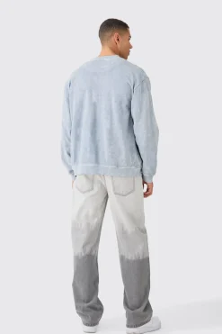 boohooMAN Oversized Extended Neck Acid Wash Embroidered Man Sweatshirt | UK| Hoodies & Sweatshirts