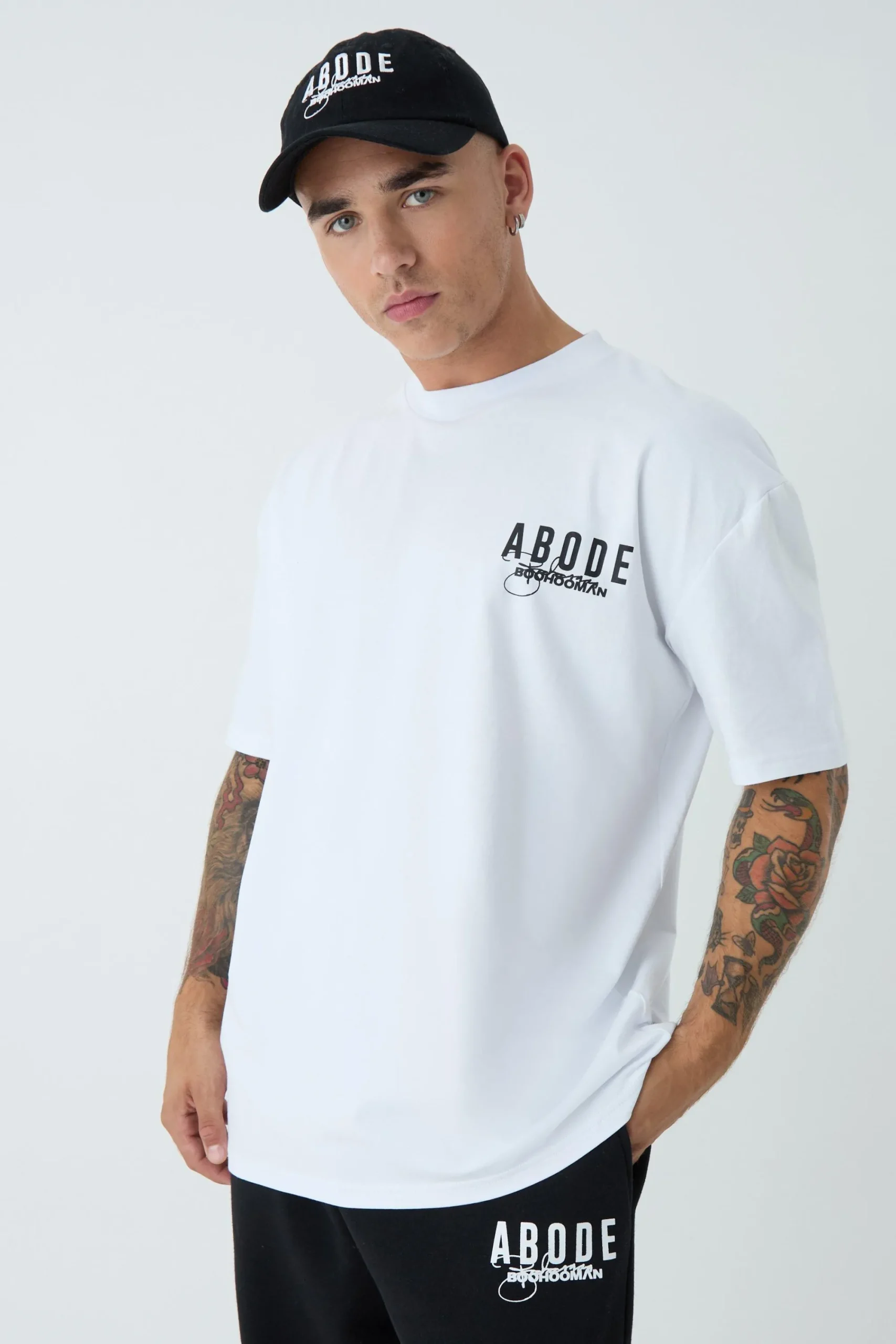 Oversized Extended Neck ABODE T-shirt | UK^boohooMAN Clearance