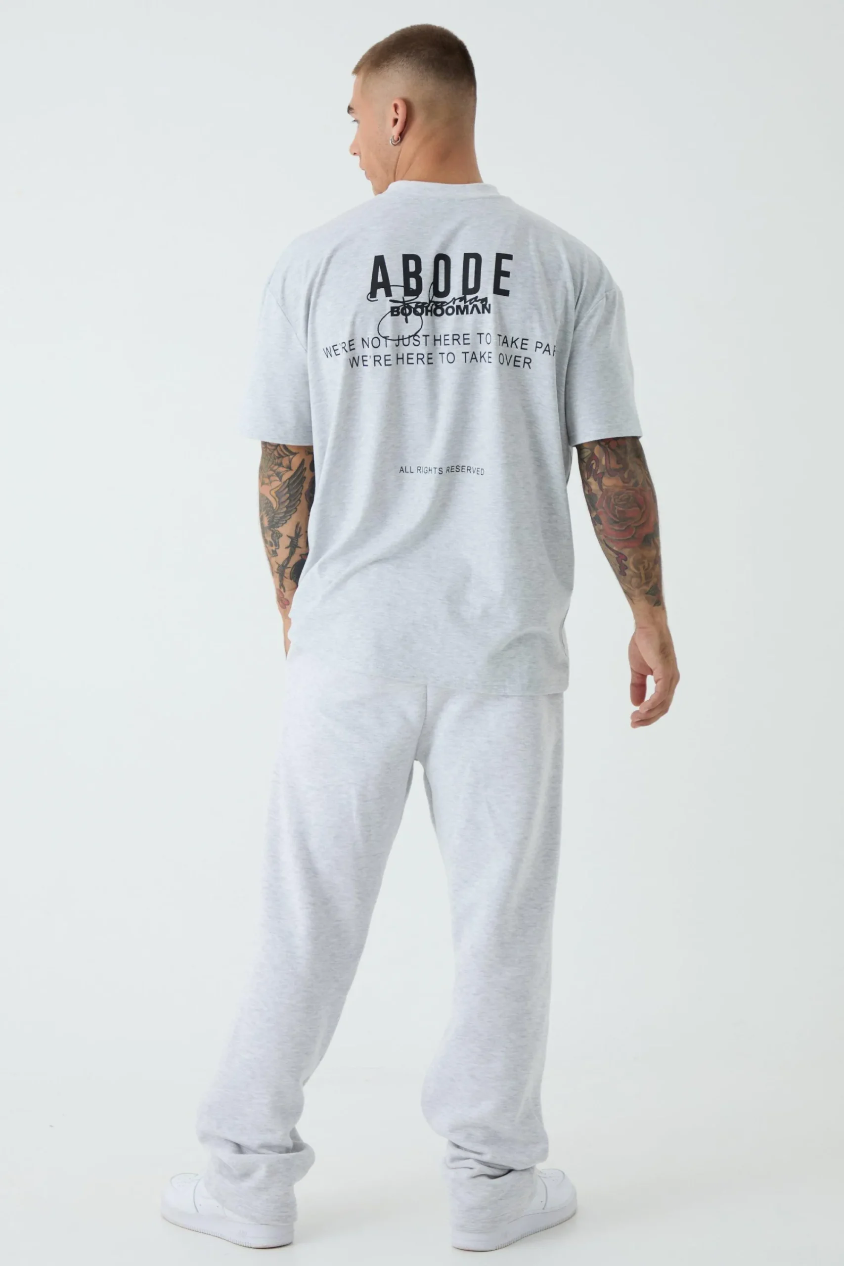 Oversized Extended Neck ABODE T-shirt | UK^boohooMAN Online