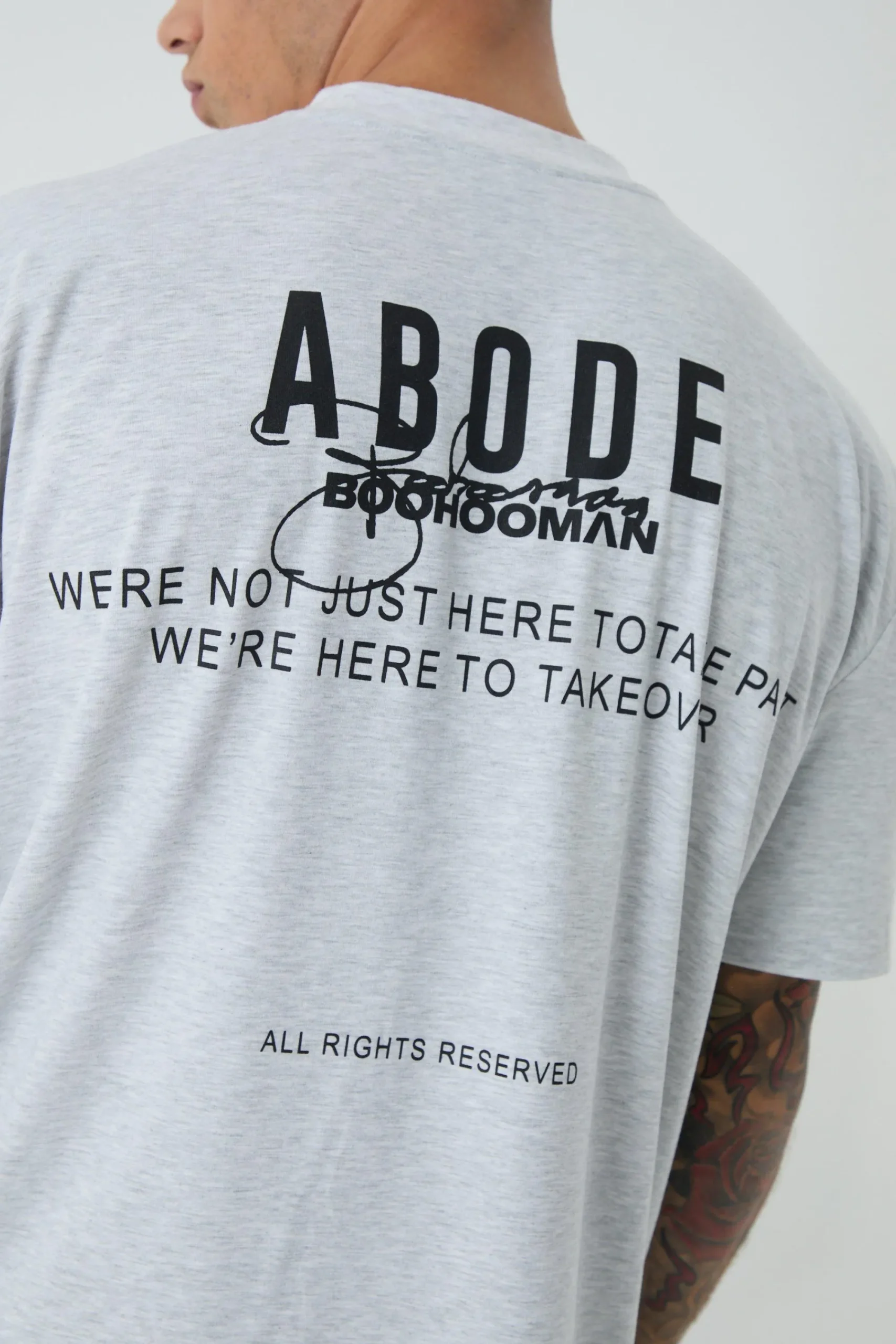 Oversized Extended Neck ABODE T-shirt | UK^boohooMAN Online