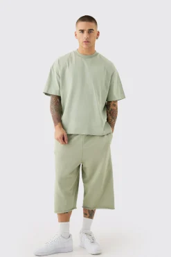 boohooMAN Oversized Extended Neck Boxy Heavyweight T-shirt & Shorts Set | UK| Sets & Co-Ords|Tracksuits
