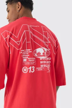 Oversized Extended Neck Back World Graphic T-shirt | UK^boohooMAN Hot