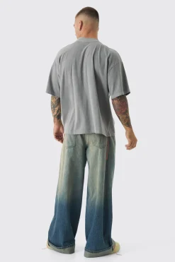 Oversized Extended Neck Boxy Pour Homme Wash Print T-Shirt | UK^boohooMAN