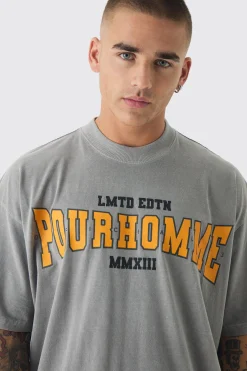 Oversized Extended Neck Boxy Pour Homme Wash Print T-Shirt | UK^boohooMAN