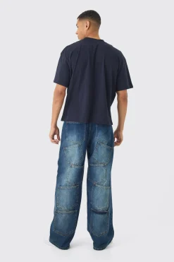 Oversized Extended Neck Boxy Worldwide Print T-Shirt | UK^boohooMAN Discount