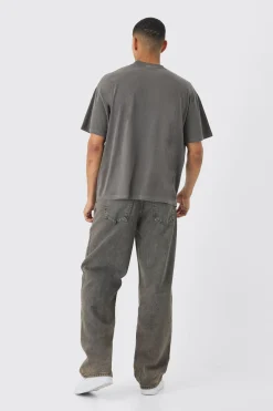 Oversized Extended Neck Boxy New York Wash Print T-Shirt | UK^boohooMAN Online