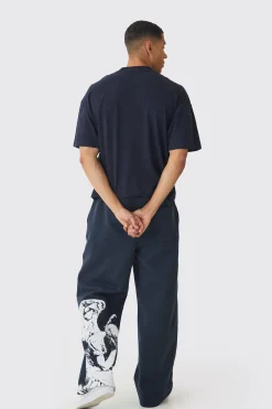 Oversized Extended Neck Boxy Los Angeles Print T-Shirt | UK^boohooMAN Sale