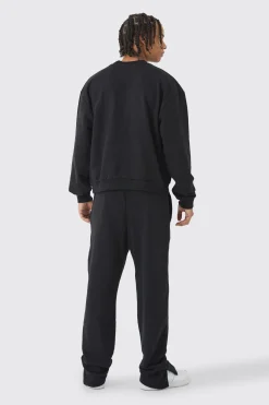 boohooMAN Oversized Extended Neck Boxy Heavy Sweatshirt Split Hem Tracksuit | UK| Tracksuits|Hoodies & Sweatshirts
